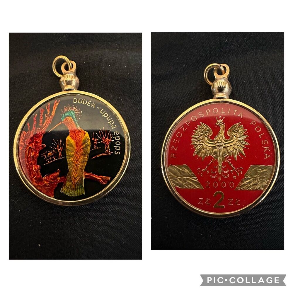 Poland 2 Zloty Dudek Bird Double Sided Pendant - Hand Painted